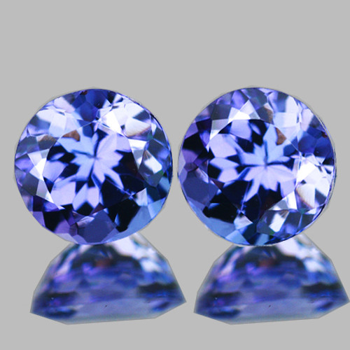 4.80 mm 2 pcs Round ฺBrilliant Cut Best AAA Fire Top Purple Blue Tanzanite Natural {Flawless-VVS1}