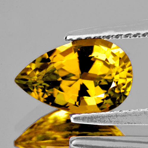 9.5x6 mm Pear {1.55 cts} AAA Fire AAA Vivid Golden Yellow Tourmaline From Mozambique Natural {Flawless-VVS}