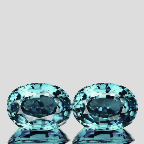 8.5x6 mm 2pcs {4.78 cts} Oval AAA Fire Top Blue Zircon Natural {Flawless-VVS}