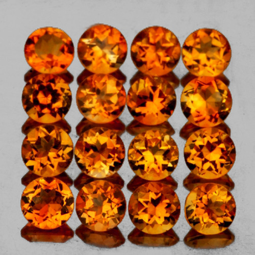 3.50 mm 20 pcs Round AAA Fire Madeira Golden Orange Citrine Natural {Flawless-VVS}