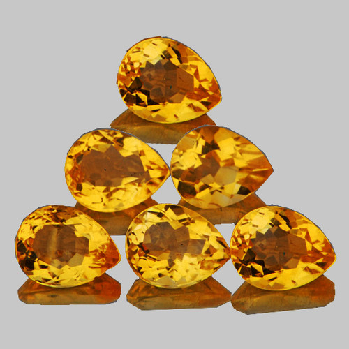 6x5 mm 6 pcs Pear AAA Fire Natural AAA Golden Yellow Citrine (Flawless-VVS}