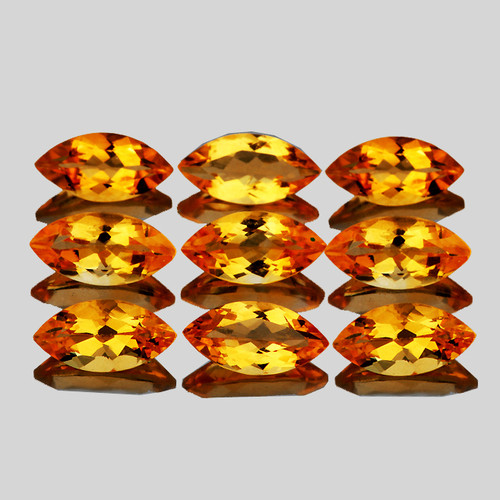 7x3.5 mm 9 pcs Marquise AAA Fire Intense Golden Yellow Citrine Natural (Flawless-VVS}