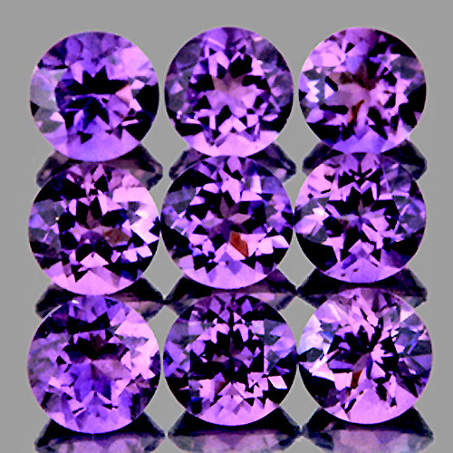 5.00 mm 9 pcs Round AAA Fire AAA Purple Amethyst Natural {Flawless-VVS1}