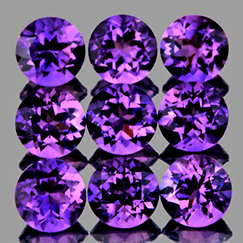 5.00 mm 9 pcs Round Brilliant Cut AAA Fire Intense Purple Amethyst Natural {Flawless-VVS1}--AAA Grade