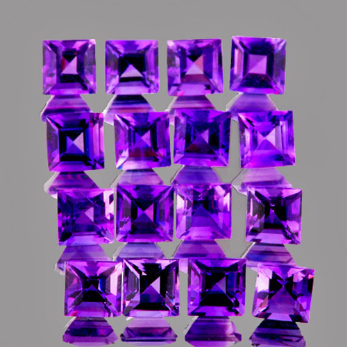 2.50 mm 30 pcs Square AAA Fire Intense Purple Amethyst Natural (Flawless-VVS}