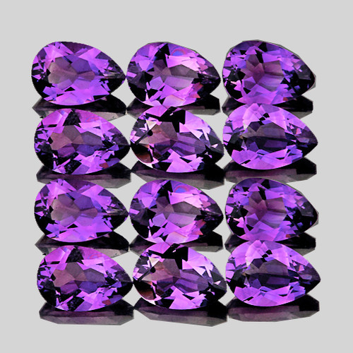 6x4 mm 12 pcs Pear AAA Fire AAA Purple Amethyst Natural {Flawless-VVS}