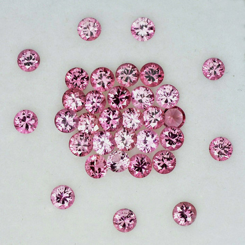 2.20 mm 16 pcs Round Machine Brilliant Cut Extreme Brilliancy Natural AAA Pink Sapphire {Flawless-VVS}
