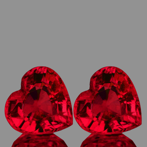 6.00 mm 2 pcs Heart AAA Fire Best AAA Red Mozambique Ruby Natural {VVS Clarity} --AAA Grade