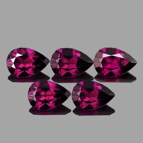 9x6 mm 5 pcs Pear Dark Pink Purple Rhodolite Garnet Natural {Flawless-VVS}