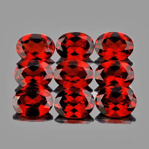 5x4 mm 9 pcs Oval AAA Fire Natural Red Mozambique Garnet {Flawless-VVS1}