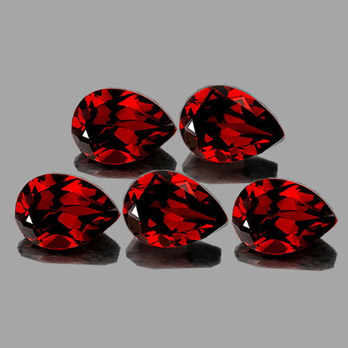 8x6 mm 5 pcs Pear AAA Fire Red Mozambique Garnet Natural {Flawless-VVS1}