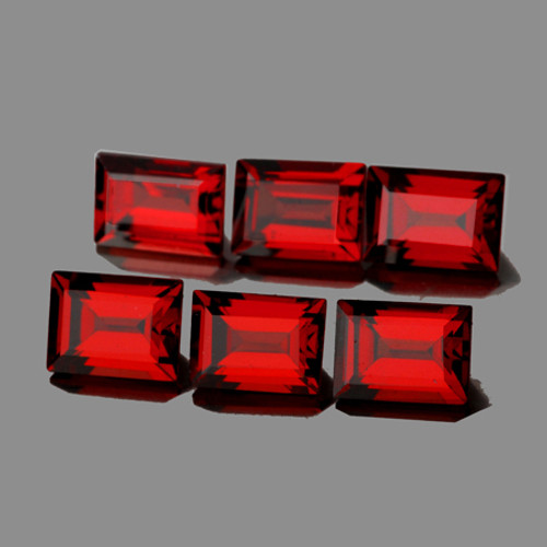 7x5 mm 6 pcs Baguette Cut AAA Fire AAA Red Mozambique Garnet Natural {Flawless-VVS1}--AAA Grade