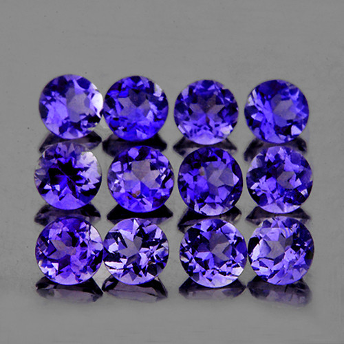 3.50 mm 12 pcs Round AAA Fire Intense Bluish Violet Iolite Natural {Flawless-VVS1}