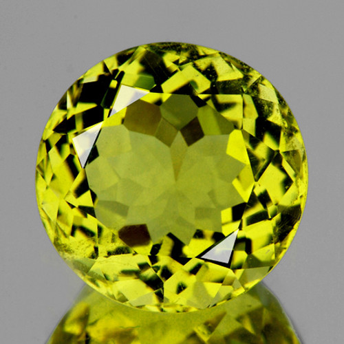 14.50 mm { 11.33 cts } Round Brilliant Cut AAA Fire Intense Green Gold Lemon Quartz Natural {Flawless-VVS}