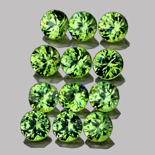 2.50 mm 12 pcs Round AAA Fire Luster Rainbow Sparkles Natural Green Demantoid Garnet {VVS}