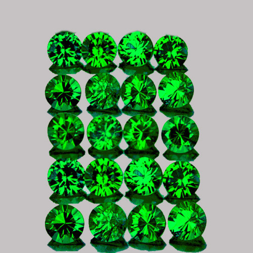 1.70 mm 40 pcs Round Diamond Cut AAA Fire Emerald Green Tsavorite Garnet Natural {VVS}