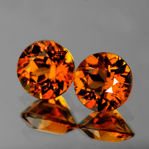 4.00 mm 2 pc Round Brilliant Cut AAA Fire AAA Mandarin Orange Spessartite Garnet Natural (Flawless-VVS}