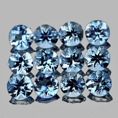 2.80 mm 12 pcs Round AAA Fire Santa Maria Blue Aquamarine Natural {Flawless-VVS}