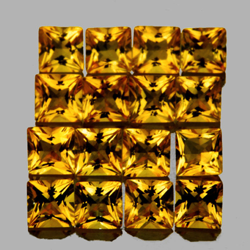 3.20 mm 16 pcs Square Princess Cut AAA Fire Golden Yellow Tourmaline Mozambique Natural  {Flawless-VVS}