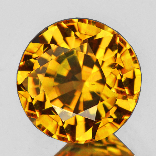 5.20 mm {0.80 cts} Round Best AAA Fire AAA Vivid Yellow Tourmaline Mozambique Natural {Flawless-VVS1}--AAA Grade