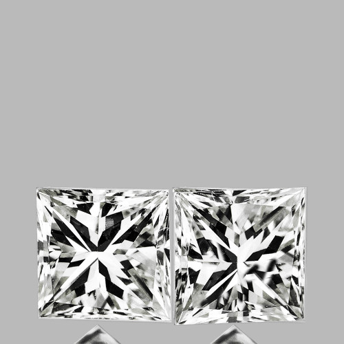 3.00 mm 2pcs {0.35 cts} Square Princess Cut Color D-F White Diamond Natural {VVS}--AAA Grade