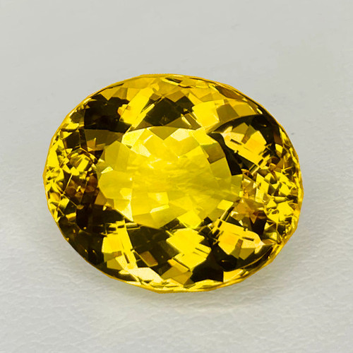 14x11.5 mm { 7.49 cts} Oval AAA Fire Intense AAA Golden Yellow Beryl 'Heliodor' Natural {Flawless-VVS1}--AAA Grade