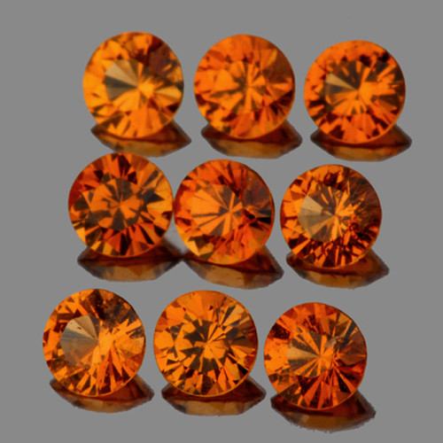 2.70 mm 9 pcs Round Diamond Cut AAA Mandarin Orange Spessartite Garnet Natural  {Flawless-VVS1}
