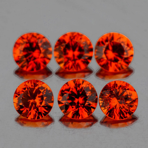 3.20 mm 6 pcs Round Diamond Cut AAA Fire Intense Mandarin Orange Spessartite Garnet Natural {Flawless-VVS}