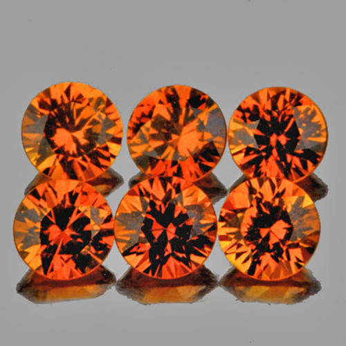 3.50 mm 6 pcs Round Diamond Cut AAA Mandarin Orange Spessartite Garnet Natural (Flawless-VVS1}