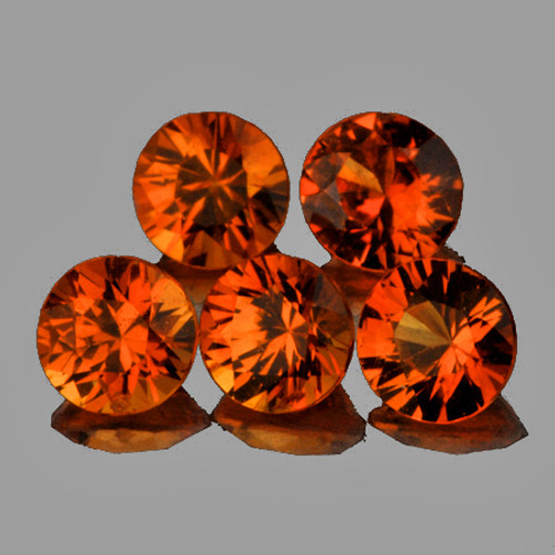 3.70 mm 5 pcs Round Diamond Cut AAA Fire AAA Mandarin Orange Spessartite Garnet Natural (Flawless-VVS1}