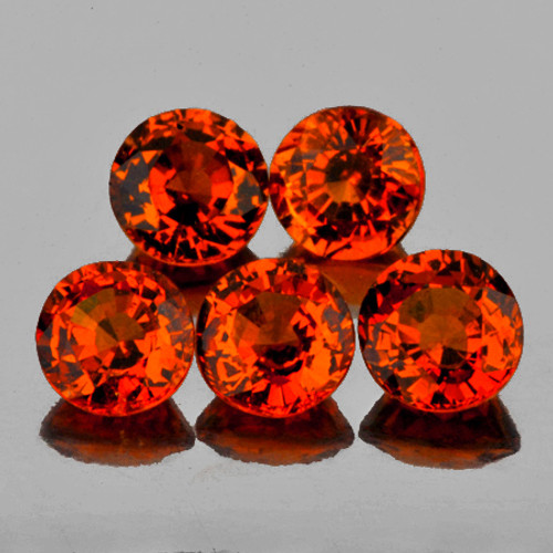 3.80 mm 5 pcs {1.73 cts} Round AAA Fire Intense Mandarin Orange Spessartite Garnet Natural {Flawless-VVS}