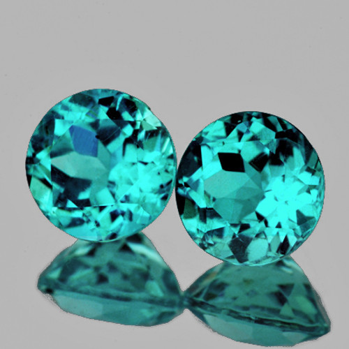 5.30 mm 2 pcs Round Brilliant Cut AAA Fire Intense Paraiba Green Blue Apatite Natural {VVS}