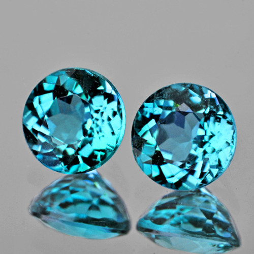 4.80 mm 2 pcs Round Brilliant Cut AAA Fire AAA Paraiba Blue Apatite Natural {Flawless-VVS}