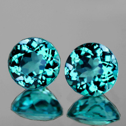 5.00 mm 2 pcs Round Brilliant Cut AAA Fire AAA Paraiba Blue Apatite Natural {VVS}