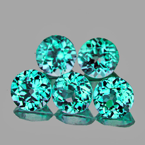 4.50 mm 5 pcs Round Brilliant Cut AAA Fire Intense Paraiba Green Blue Apatite Natural {VVS}