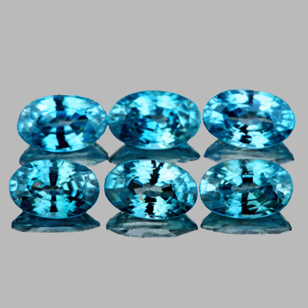 5x3 mm 6 pcs Oval AAA Fire AAA Electric Blue Zircon Natural {Flawless-VVS}--AAA Grade