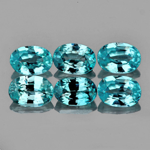 5.5x3.5 mm 6 pcs Oval AAA Fire Natural Top Blue Zircon {Flawless-VVS}