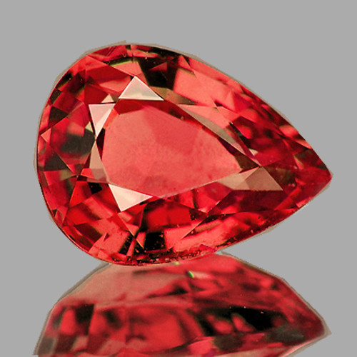 6x5 mm {0.60 cts} Pear AAA Fire Natural Red Sapphire (Flawless-VVS}