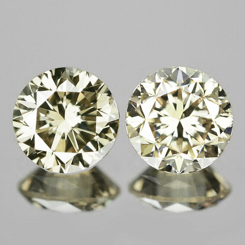 2.90 mm 2 pcs {0.22 cts} Round Diamond Cut AAA Fire Natural Light Yellow Diamond {VVS CLARITY}--AAA Grade