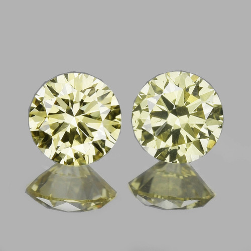 2.40 mm 2 pcs {0.12 cts} Round Diamond Cut AAA Fire Natural Canary Yellow Diamond {VVS CLARITY}--AAA Grade