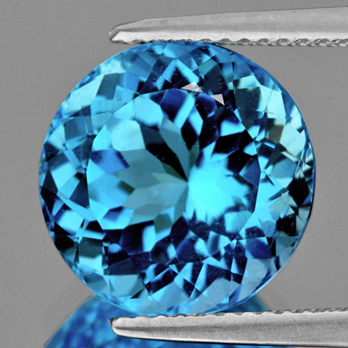 16.00 mm { 22.26 cts} Round Brilliant Cut Best Sparkling Natural Swiss Blue Topaz {Flawless-VVS}