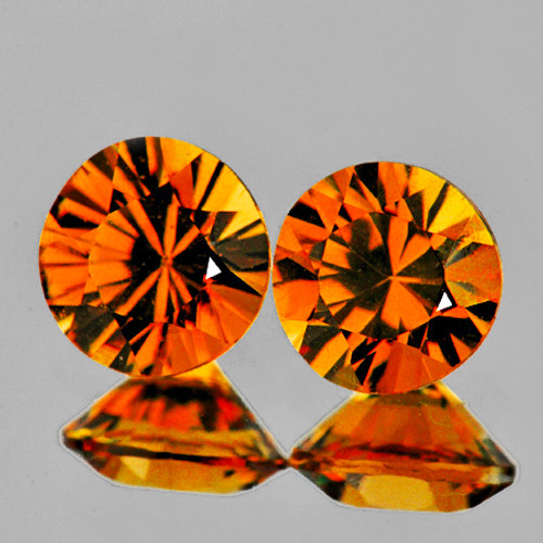 4.20 mm 2 pcs Round Machine Brilliant Cut Intense Fanta Orange Spessartite Garnet Natural  {Flawless-VVS1}--AAA Grade