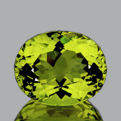 13x11 mm {6.66 cts} Oval Brilliant Cut AAA Fire Intense Green Gold Lemon Quartz Natural {Flawless-VVS}