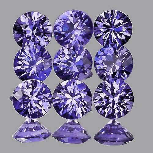 2.80 mm 9 pcs Round Machine Cut Best AAA Fire Natural Violet Blue Sapphire (Unheated) {Flawless-VVS}