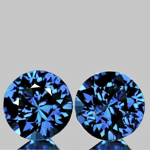 3.80 mm 2 pcs Round Machine Brilliant Cut Extreme Brilliancy AAA Mozambique Blue Sapphire Natural (Flawless-VVS}--AAA Grade