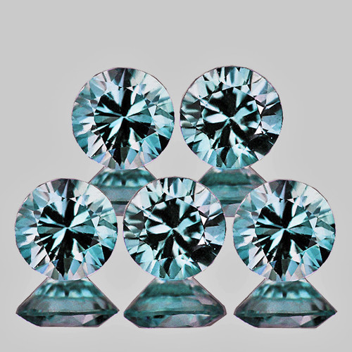 3.50 mm 5 pcs Round Brilliant Cut Extreme Brilliancy Natural Teal Green Blue Sapphire {Flawless-VVS}