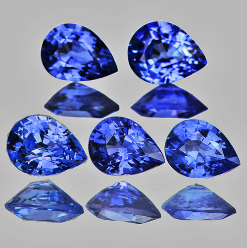 4x3 mm 5 pcs Pear AAA Fire Intense Ceylon Blue Sapphire Natural {Flawless-VVS}--AAA Grade
