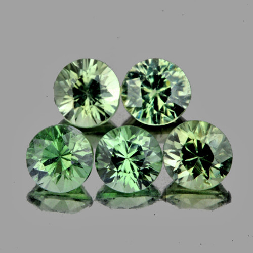 3.30 mm 5 pcs Round Brilliant Cut AAA Fire AAA Green Sapphire Natural {Flawless-VVS1}