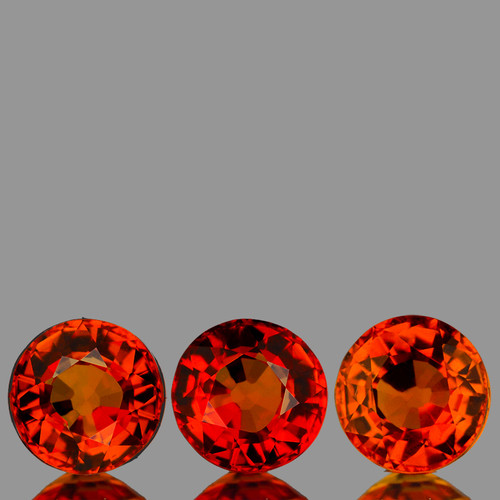 4.50 mm 3 pcs {1.61 cts} Round Mix AAA Orange Red Sapphire Natural {Flawless-VVS1}