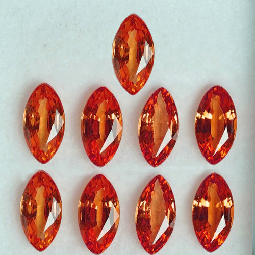 4x2 mm 9 piece Marquise AAA Fire Natural Orange Sapphire {Flawless-VVS}